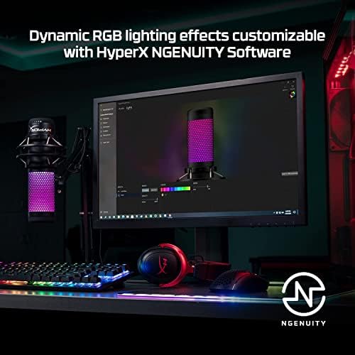 HyperX QuadCast S – RGB USB Condenser Microphone for PC, PS4, PS5, and Mac with Anti-Vibration Shock Mount, 4 Polar Patterns, Pop Filter, and Achieve Management for Gaming, Streaming,...