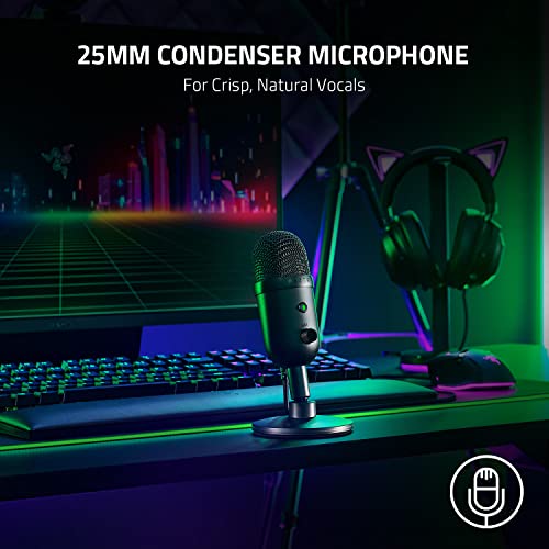 Razer Seiren V2 X USB Condenser Microphone for PC Streaming and Gaming: Supercardioid Pickup Sample, Built-in Digital Limiter, Mic Monitoring, and Achieve Management - Constructed-in