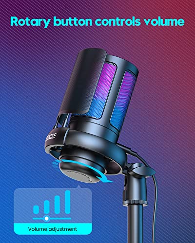 USB Gaming Microphone for Podcasts, Movies, and Streaming - Condenser Mic with Fast Mute, Tripod Stand, Pop Filter, RGB Indicator, Shock Mount, Adjustable Achieve Management, and...