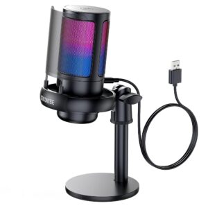 USB Gaming Microphone for Podcasts, Movies, and Streaming – Condenser Mic with Fast Mute, Tripod Stand, Pop Filter, RGB Indicator, Shock Mount, Adjustable Achieve Management, and…