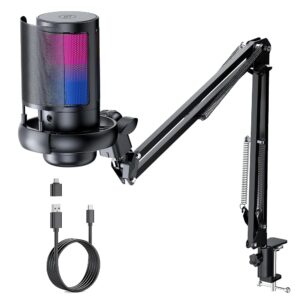 USB Microphone for Gaming PCs: Condenser Mic with Growth Arm – Important Recording Gear for Avid gamers – Podcasting Microphone Equipment for Streaming